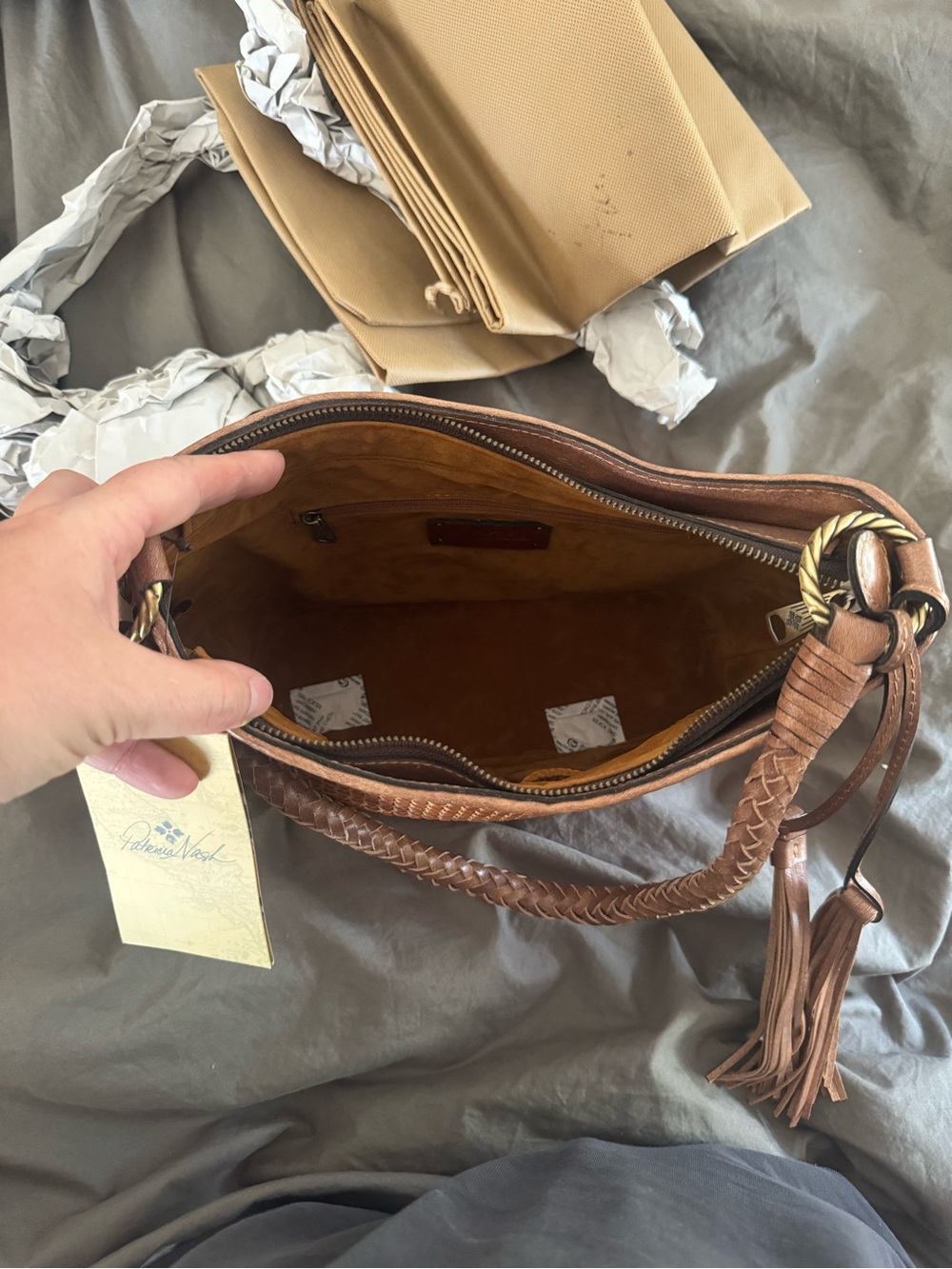 Patricia Nash Woven Leather Shoulder Bag in Tan - Picture 3 of 3